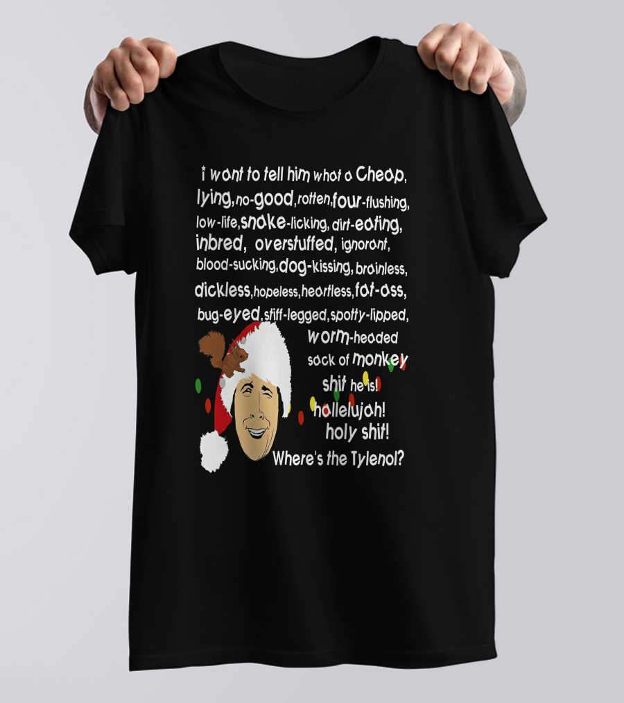 Clark Griswold Christmas Rant With Santa Hat And Lights T-Shirt