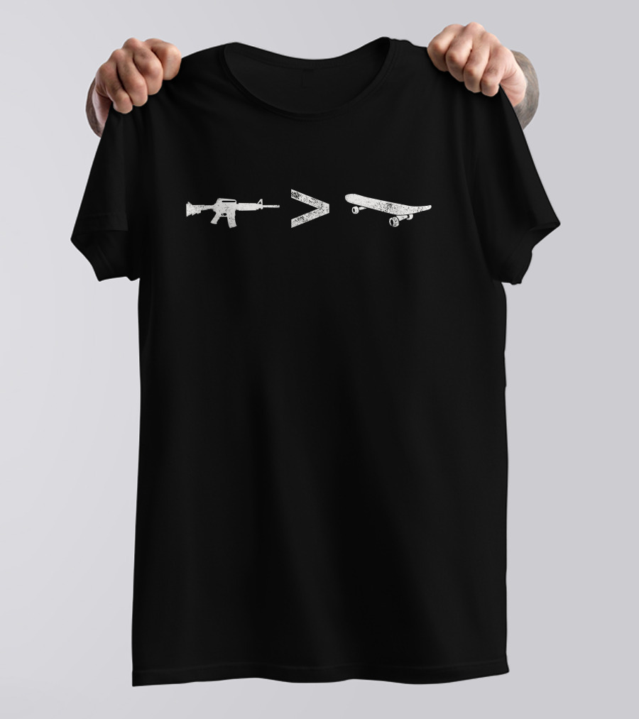 AR15 Greater Than Skateboard T-Shirt