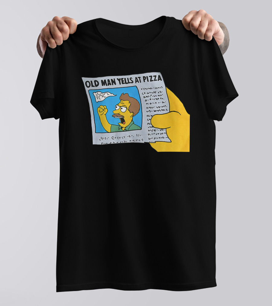 Old Man Yells At Pizza Newspaper Cartoon Parody Pizzamas Merch T-Shirt