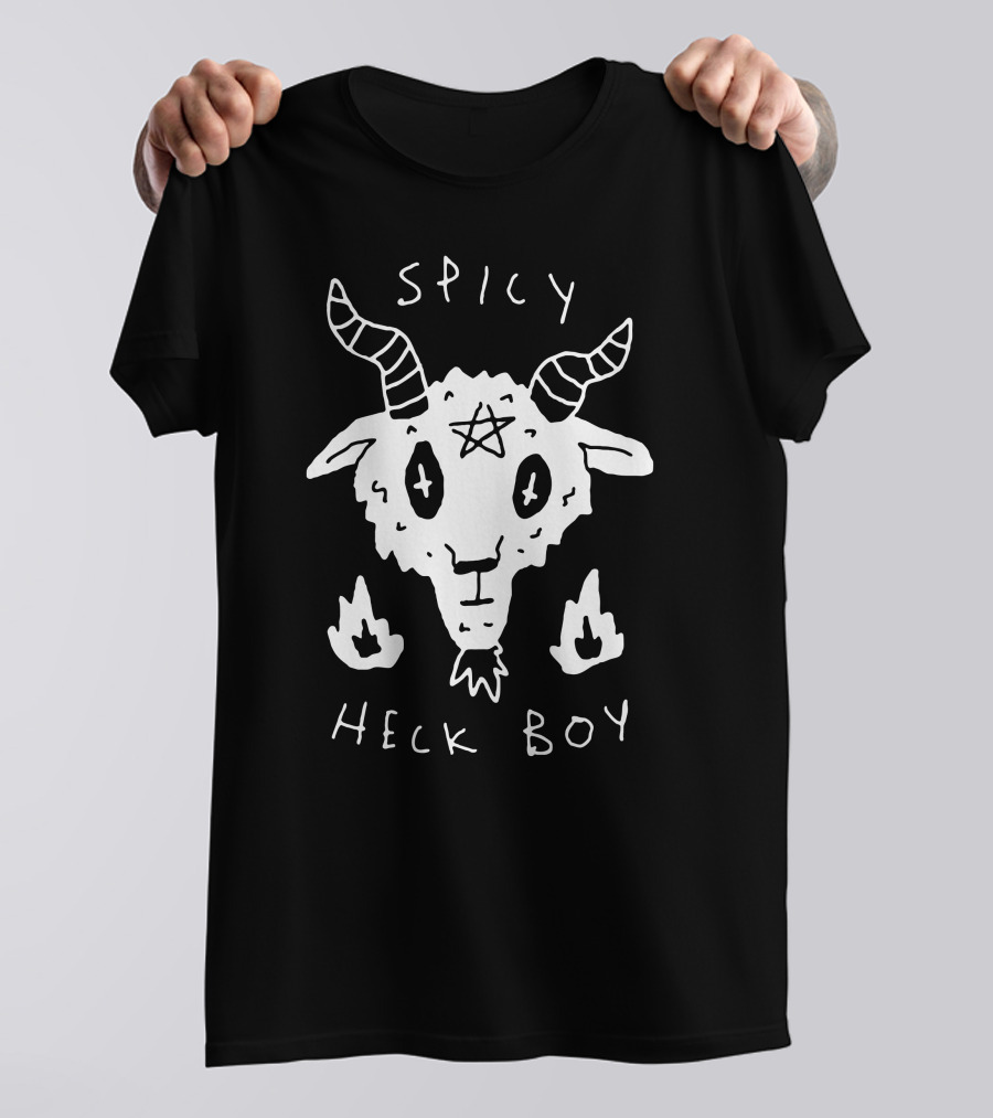 Spicy Heck Boy Goat With Pentagram And Flames T-Shirt