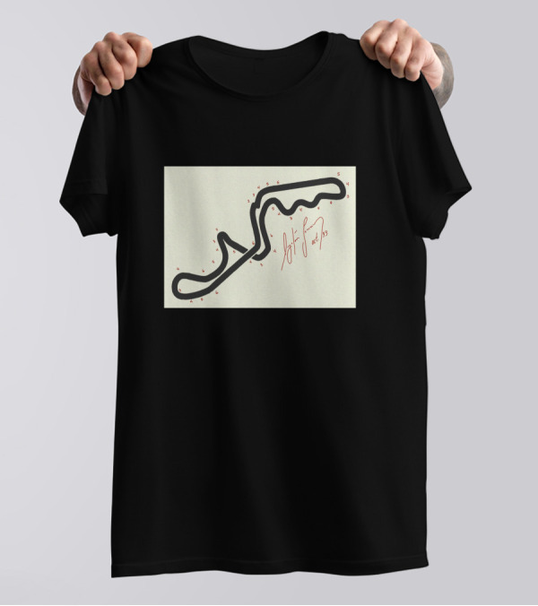 Senna's Hand-Drawn Map Of The Suzuka GP Circuit With Signature And Turn Numbers T-Shirt