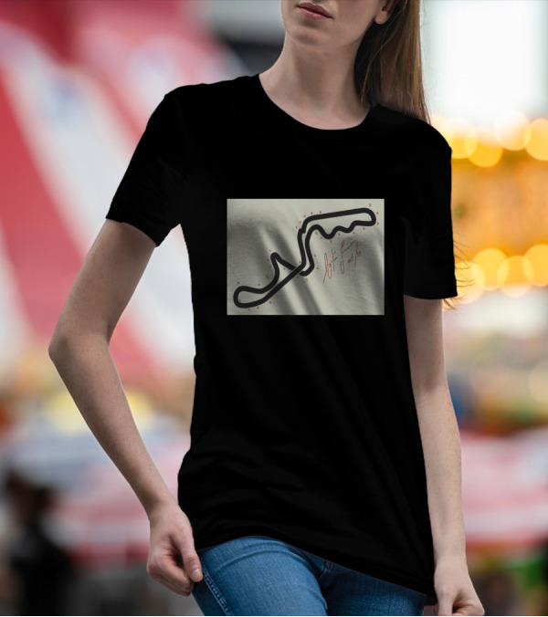 Senna's Hand-Drawn Map Of The Suzuka GP Circuit With Signature And Turn Numbers T-Shirt