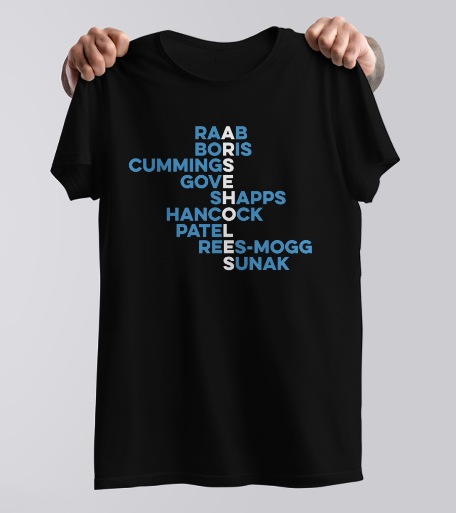 Raab Boris Cummings Gove Shapps Hancock Patel Rees-Mogg Sunak Arseholes T-Shirt