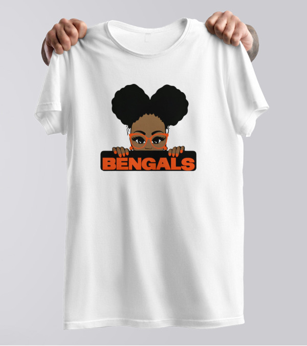 Bengals Girls Super Bowl Fan Art Woman With Glasses T-Shirt