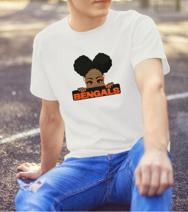 Bengals Girls Super Bowl Fan Art Woman With Glasses T-Shirt