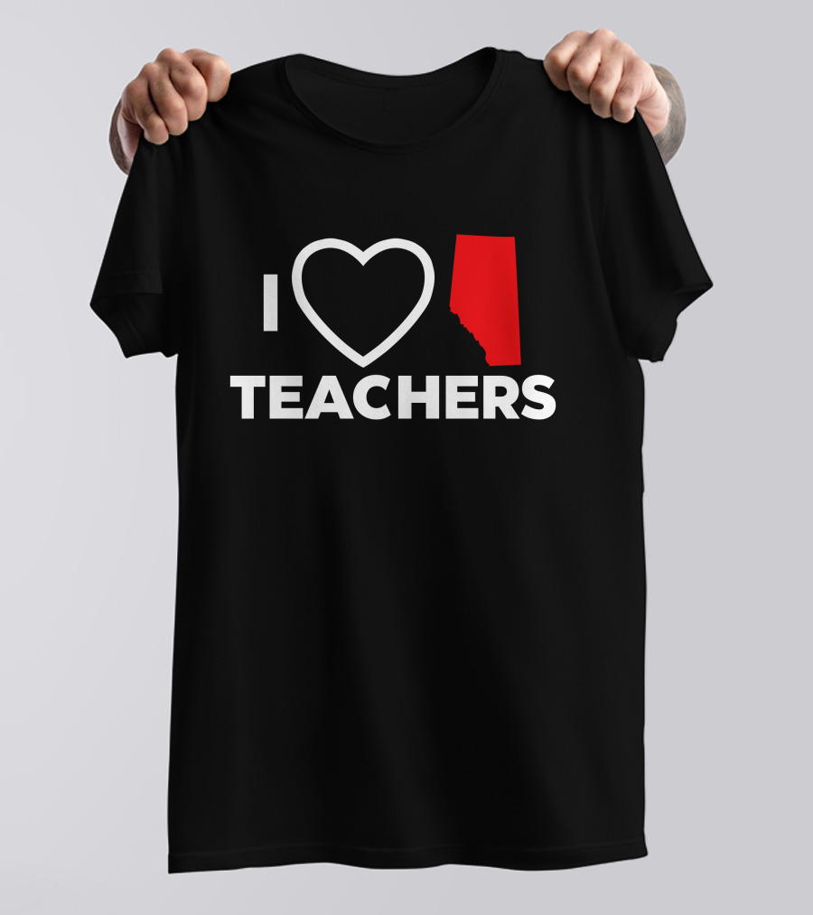 I Love Alberta Teachers Heart Red Map Krista Li T-Shirt