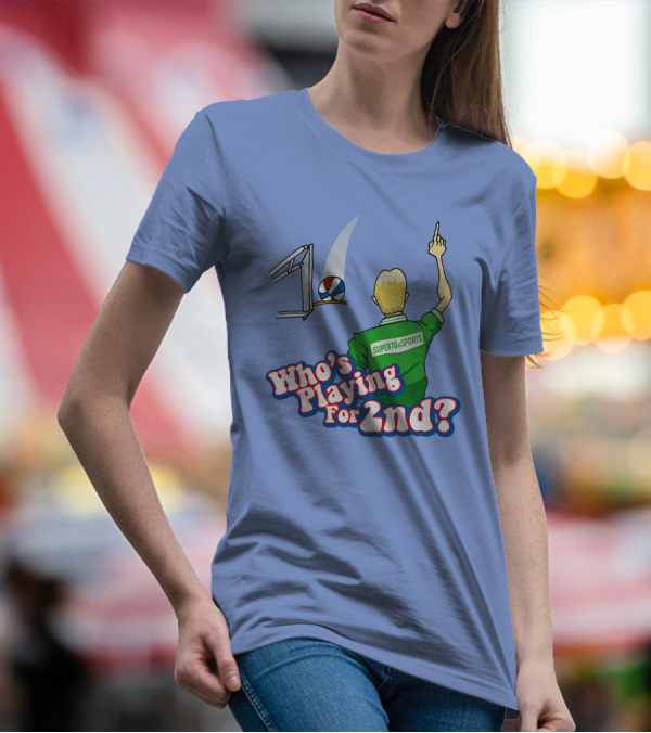 Super70s Sports Who's Playing For 2nd Volleyball Player Gesture T-Shirt