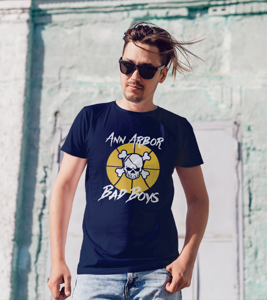 Ann Arbor Bad Boys Skull Basketball Juwan Howard Blue By Ninety Shop T-Shirt