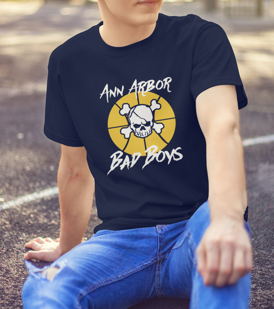 Ann Arbor Bad Boys Skull Basketball Juwan Howard Blue By Ninety Shop T-Shirt