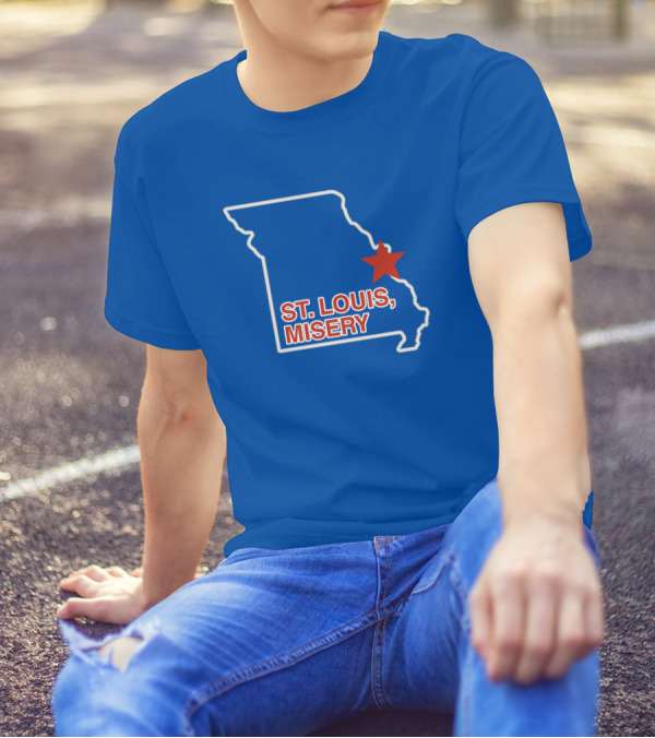 Obvious Merch St. Louis Misery Map Outline With Red Star T-Shirt