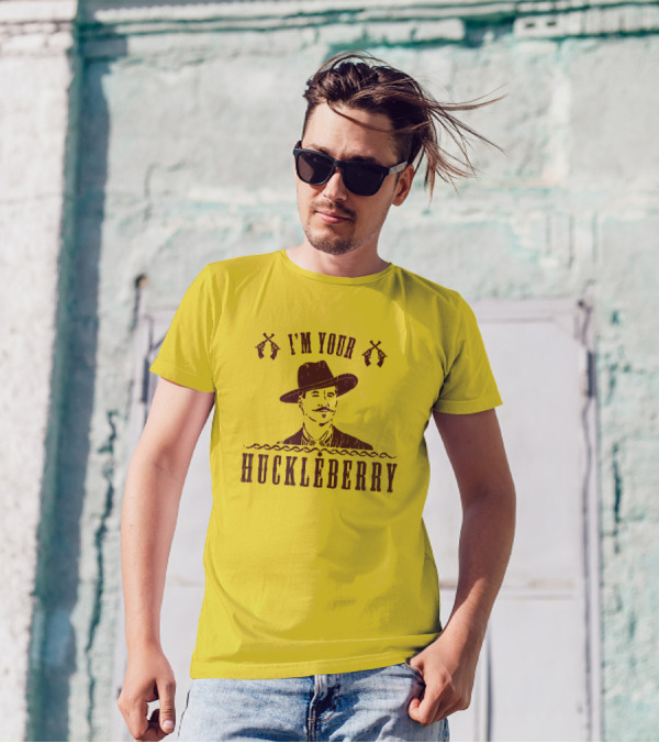 Super 70S Sports Store I'm Your Huckleberry Johnny Ringo Mustache Hat Guns T-Shirt