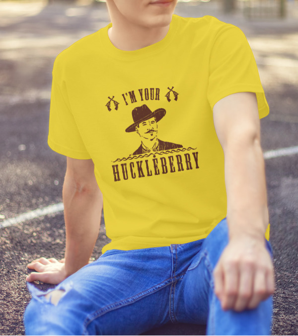 Super 70S Sports Store I'm Your Huckleberry Johnny Ringo Mustache Hat Guns T-Shirt