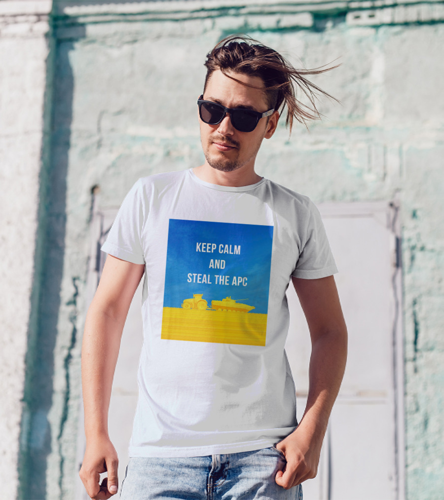Keep Calm And Steal The Apc Ukrainian Farmers Tractor Tank Blue Yellow T-Shirt
