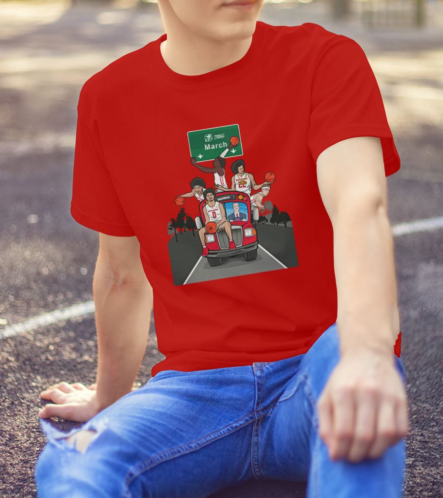 Rutgers Scarlet Knights Bus Journey To Dayton March Madness Basketball Tournament T-Shirt