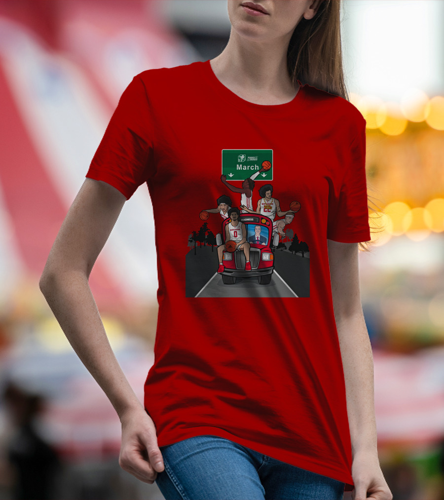 Rutgers Scarlet Knights Bus Journey To Dayton March Madness Basketball Tournament T-Shirt