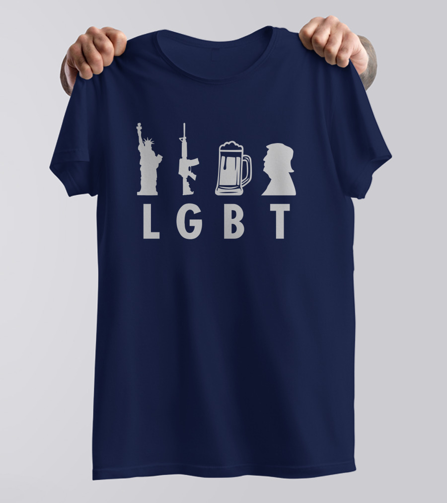 LGBT Liberty Guns Beer Trump 53Pamela H Iconic Symbols T-Shirt