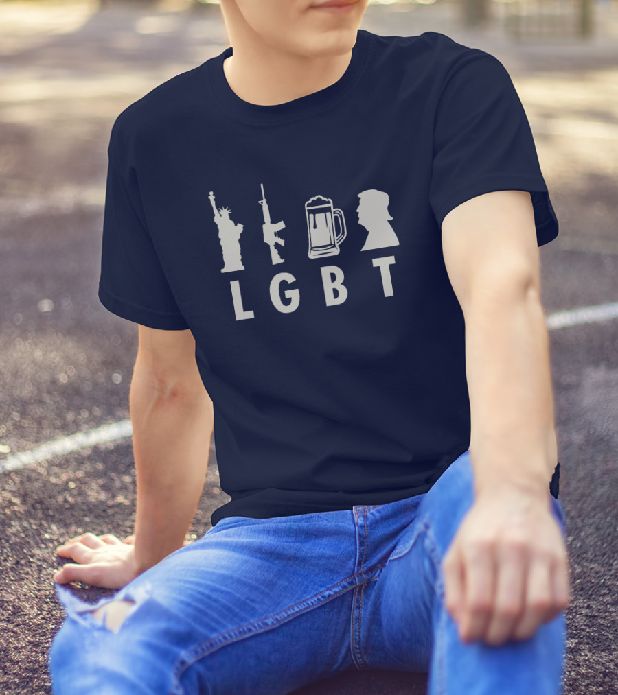 LGBT Liberty Guns Beer Trump 53Pamela H Iconic Symbols T-Shirt