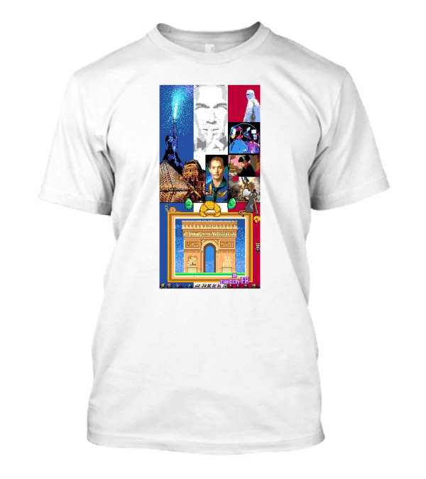 France Pixel Art Featuring Netflix And Twitch Icons With Arc De Triomphe T-Shirt