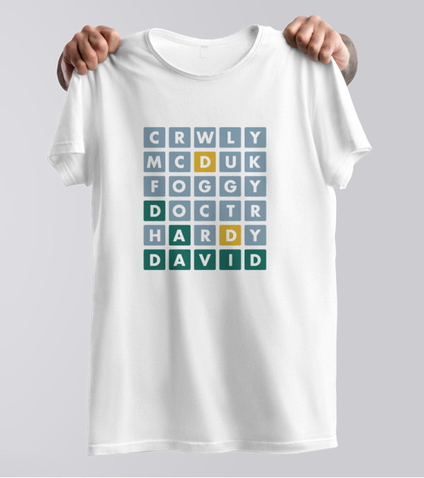 David Tennant Crossword Puzzle CRWLY MCDUK FOGGY DOCTR HARDY DAVID T-Shirt
