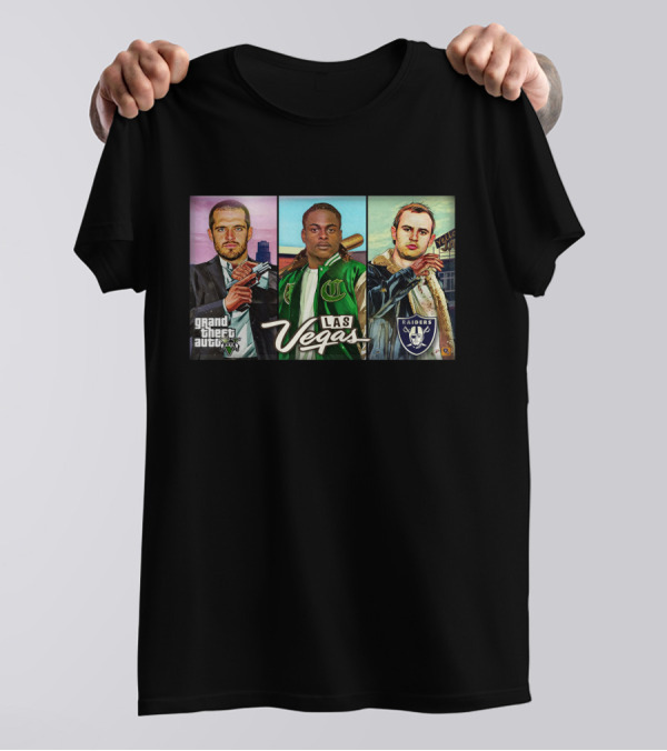 Grand Theft Auto Las Vegas Raiders Mercerart Trio With Video Game T-Shirt