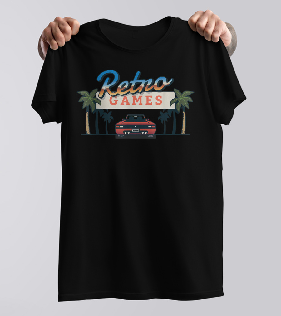 Retro Games Car With Palm Trees T-Shirt