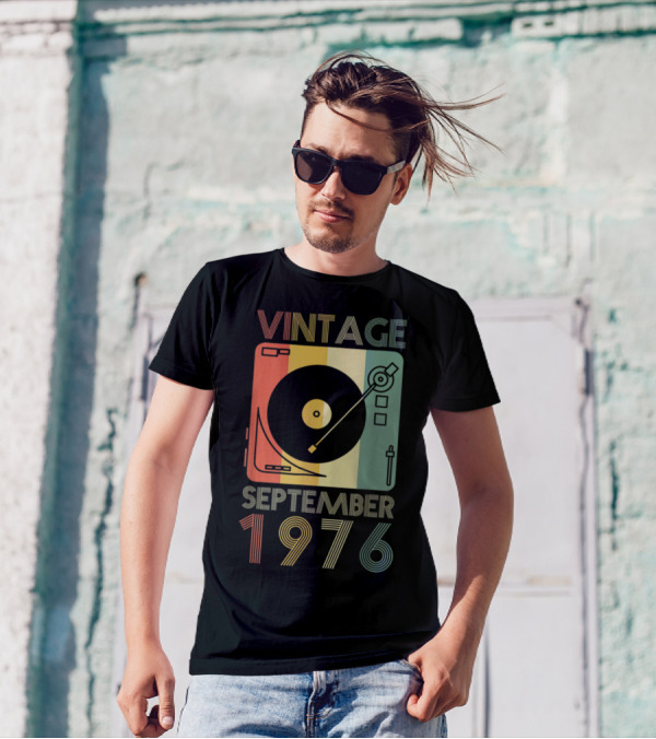 Vintage September 1976 Retro Record Player T-Shirt