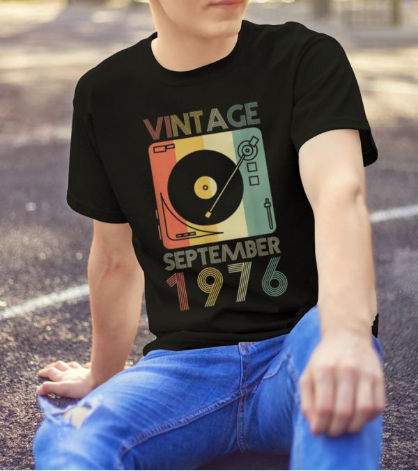 Vintage September 1976 Retro Record Player T-Shirt