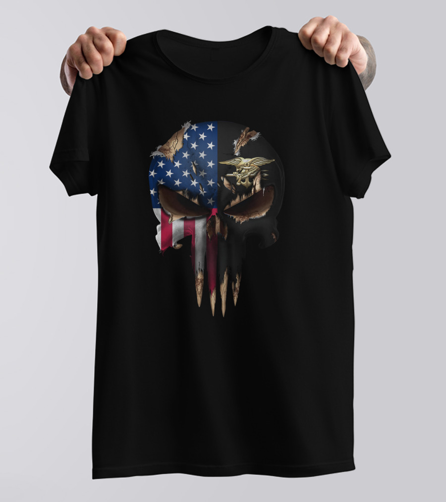 Punisher Skull American Flag Navy Seals T-Shirt
