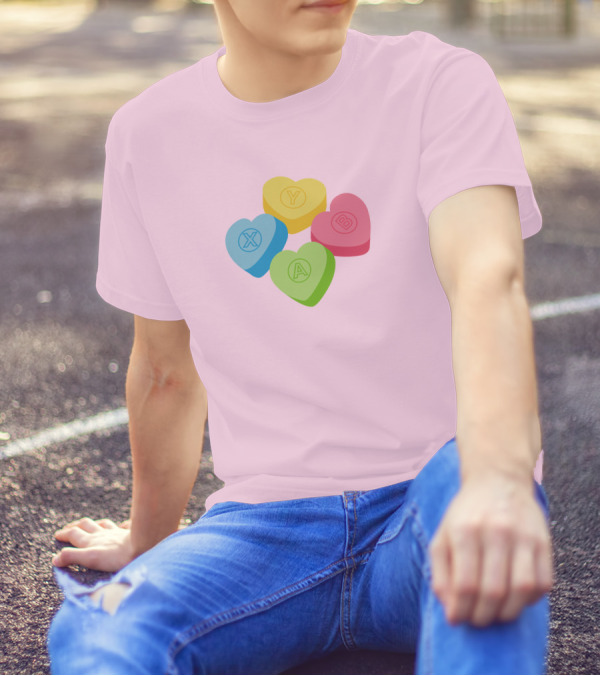 Valentine's Candy Hearts X Y A B T-Shirt