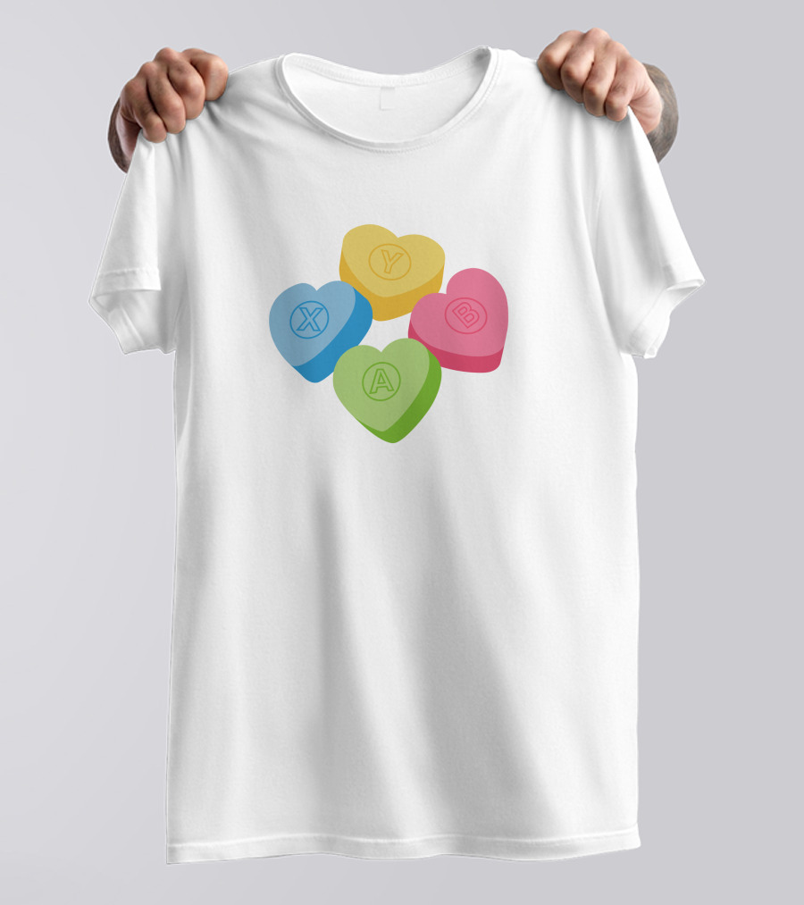 X Y A B Candy Hearts Valentine's Crew Neck T-Shirt
