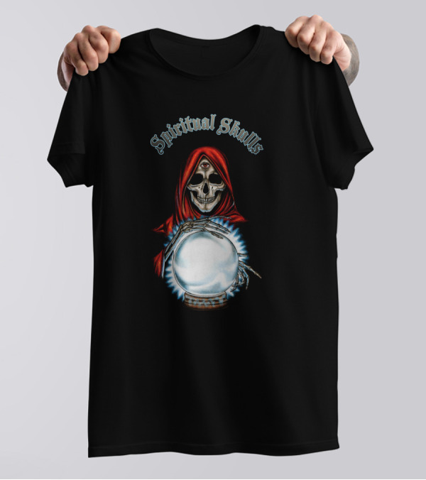 Spiritual Skulls Mystic Reaper With Crystal Ball T-Shirt