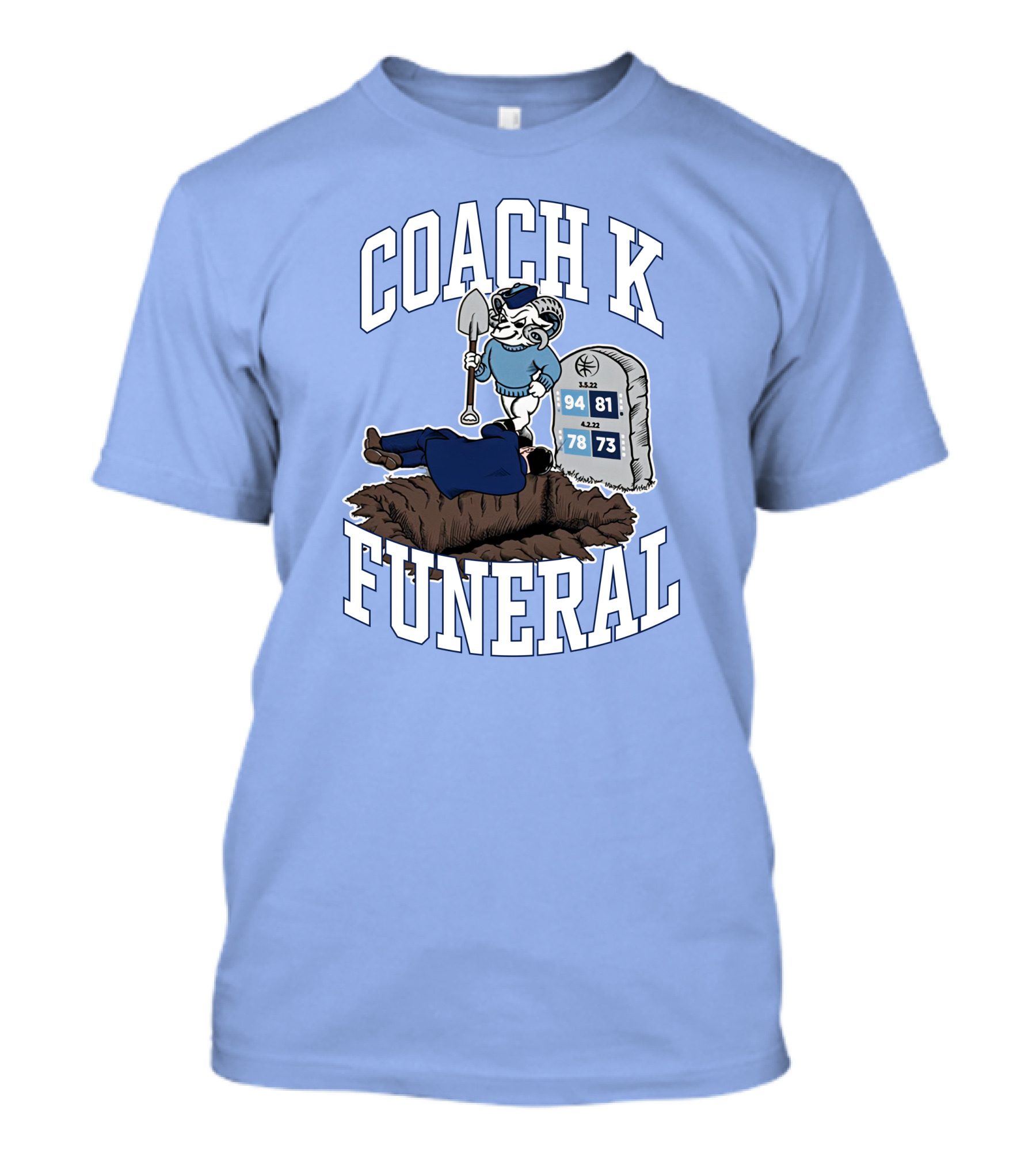 Coach K Funeral Duke University Shovel Mascot Graveyard Dates T-Shirt