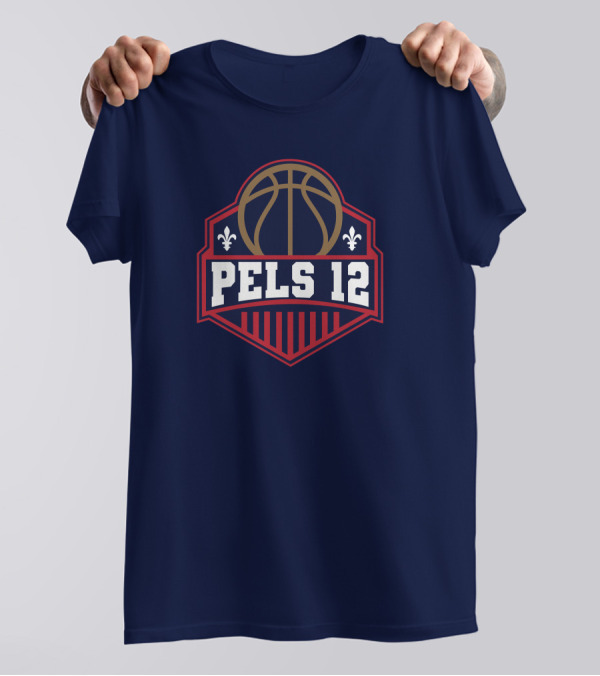 Pels 12 Basketball Fleur-de-lis Emblem T-Shirt