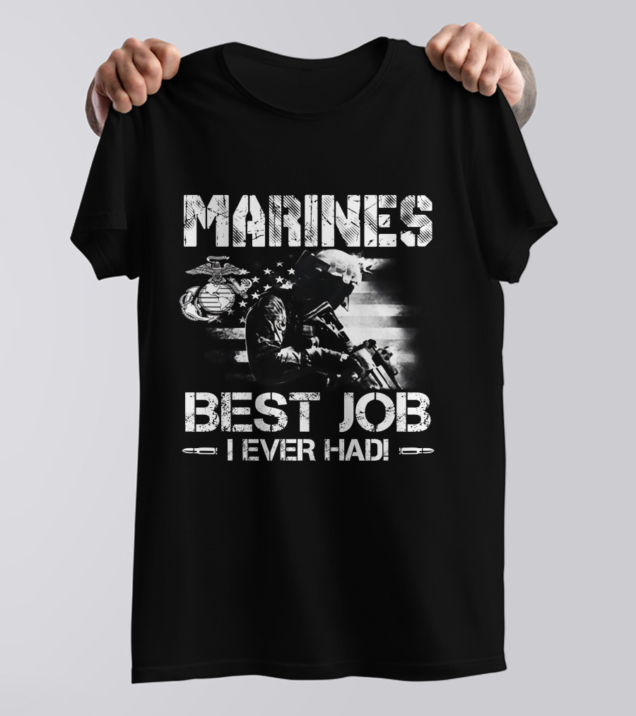 MARINES BEST JOB I EVER HAD Soldier Flag Emblem T-Shirt