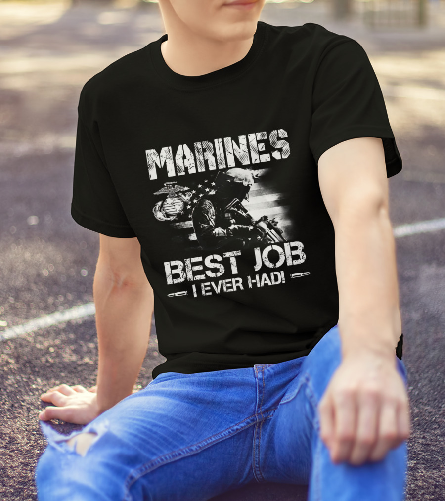 MARINES BEST JOB I EVER HAD Soldier Flag Emblem T-Shirt