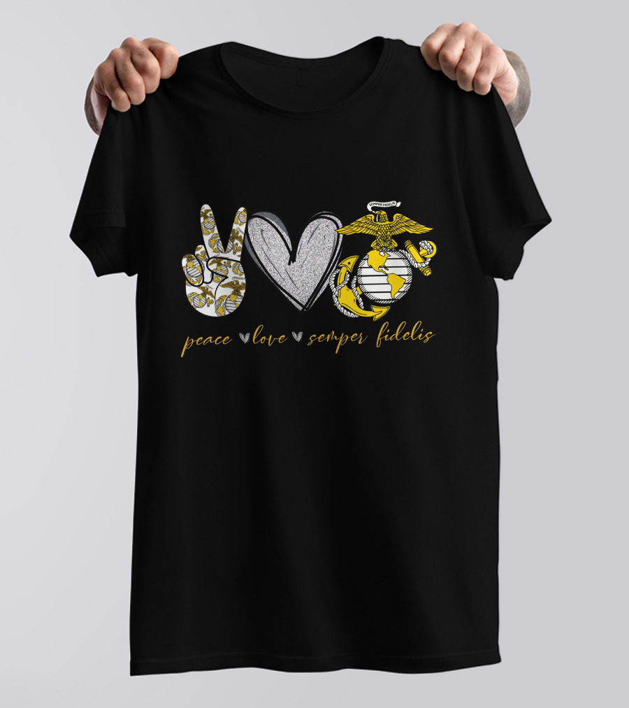 Peace Love Semper Fidelis Globe And Anchor T-Shirt