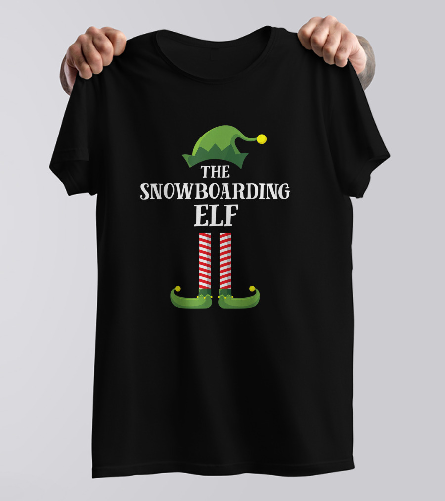 The Snowboarding Elf Matching Family Group Christmas Party Festive Look T-Shirt