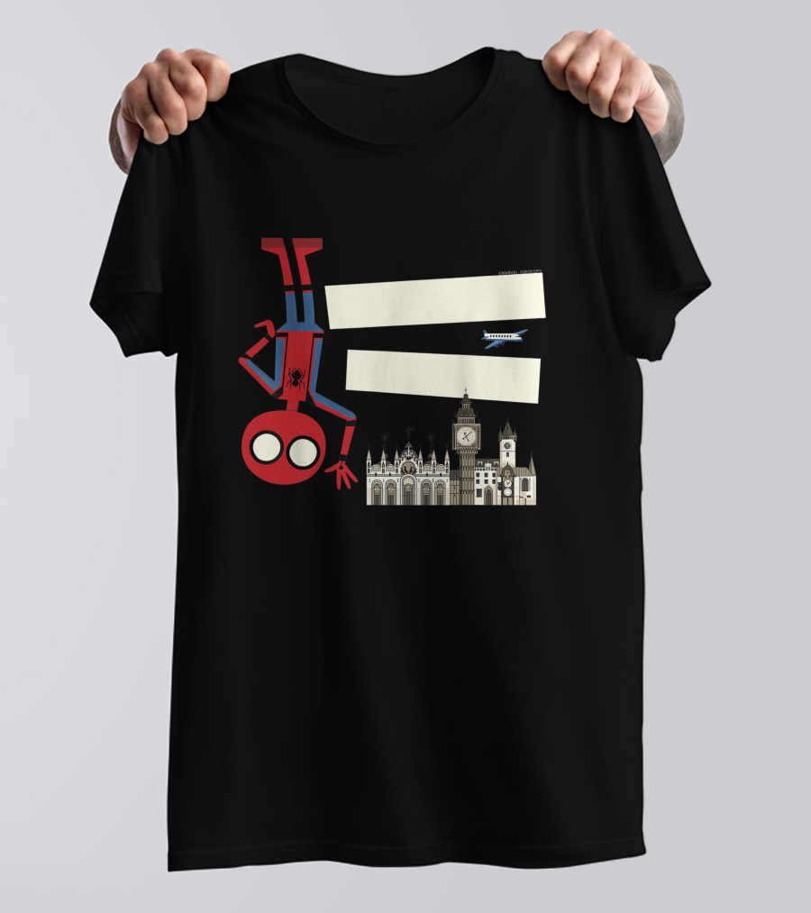 Marvel Spider-Man Far From Home Upside-Down London Big Ben Airplane T-Shirt