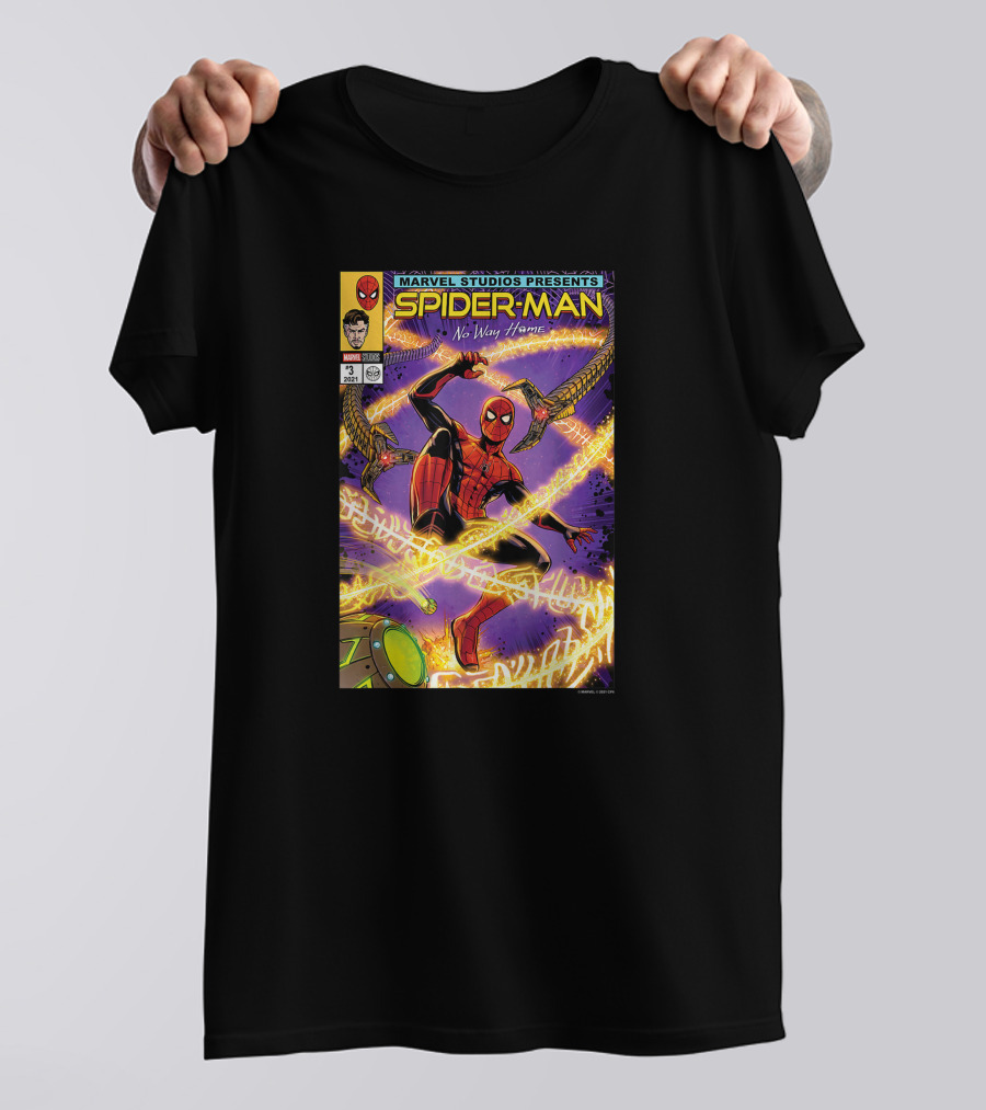 Marvel Studios Presents Spider-Man No Way Home Comic Cover Featuring Doctor Octopus Arms T-Shirt