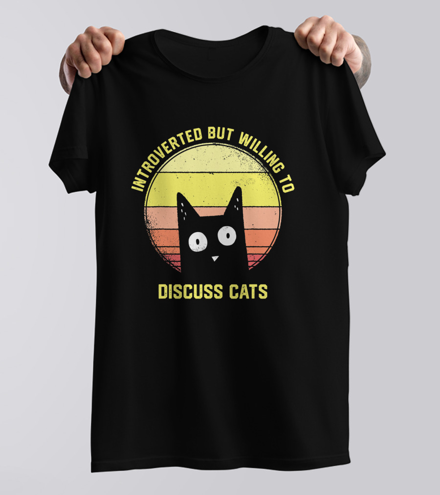 Introverted But Willing To Discuss Cats Retro Vintage Style Cat Lover T-Shirt