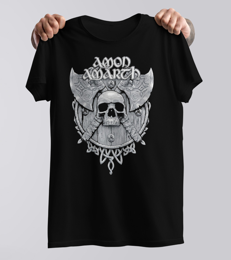 Amon Amarth Viking Skull And Battle Axe Emblem T-Shirt