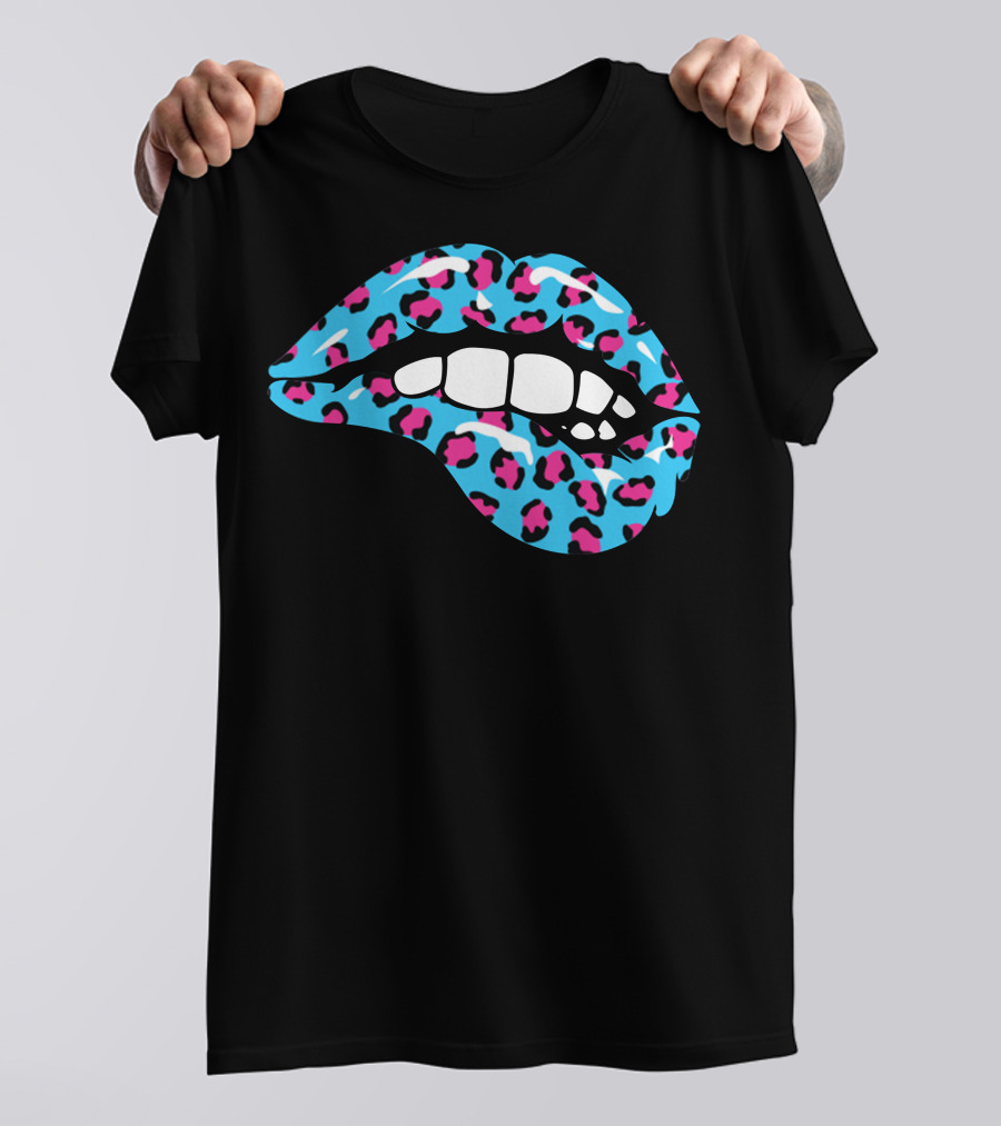 Stay Wild Ben Azelart Blue Leopard Lips T-Shirt