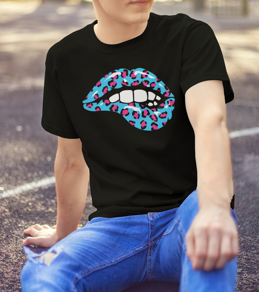 Stay Wild Ben Azelart Blue Leopard Lips T-Shirt