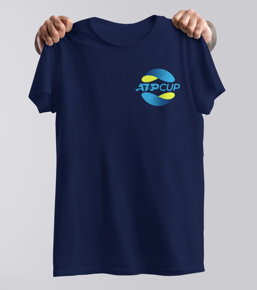 ATP Cup Merchandise Official Logo Blue Yellow T-Shirt