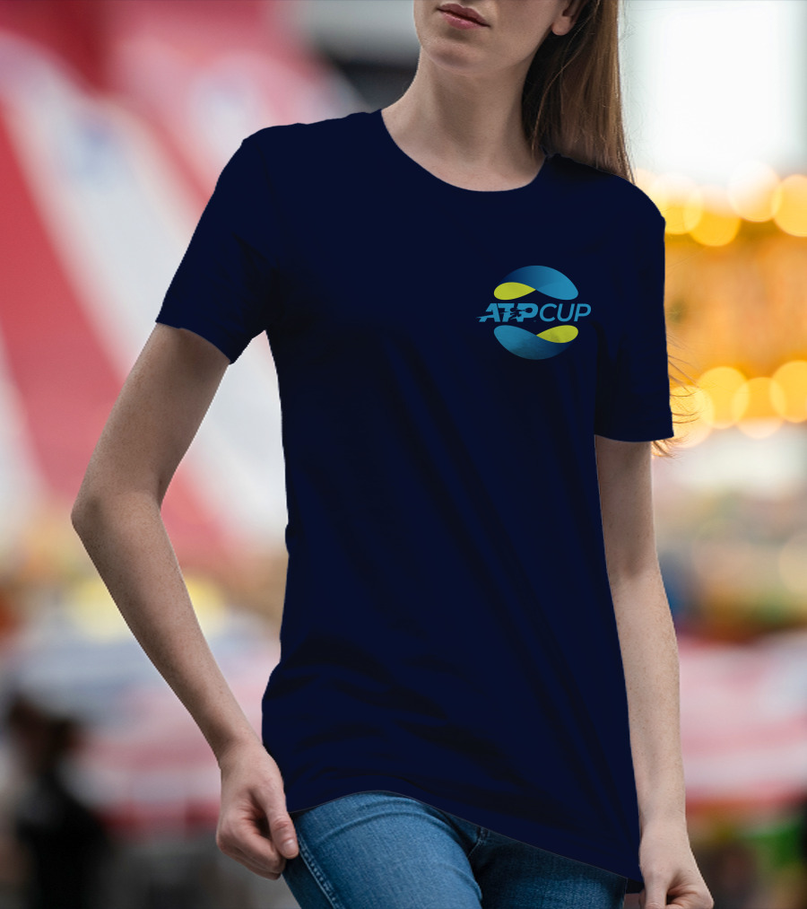 ATP Cup Merchandise Official Logo Blue Yellow T-Shirt