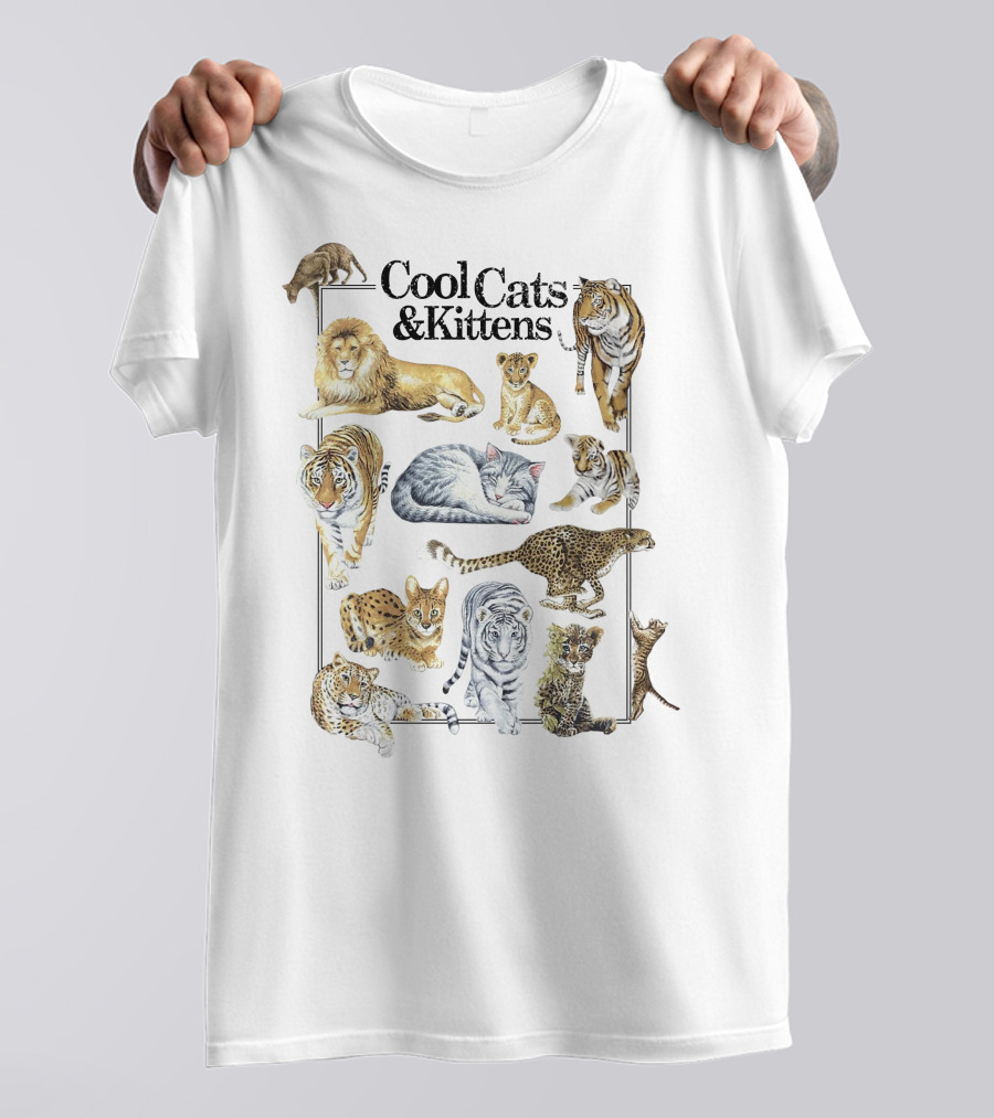 Cool Cats And Kittens Large Feline Collection Featuring Lions Tigers Cheetahs Lynx T-Shirt