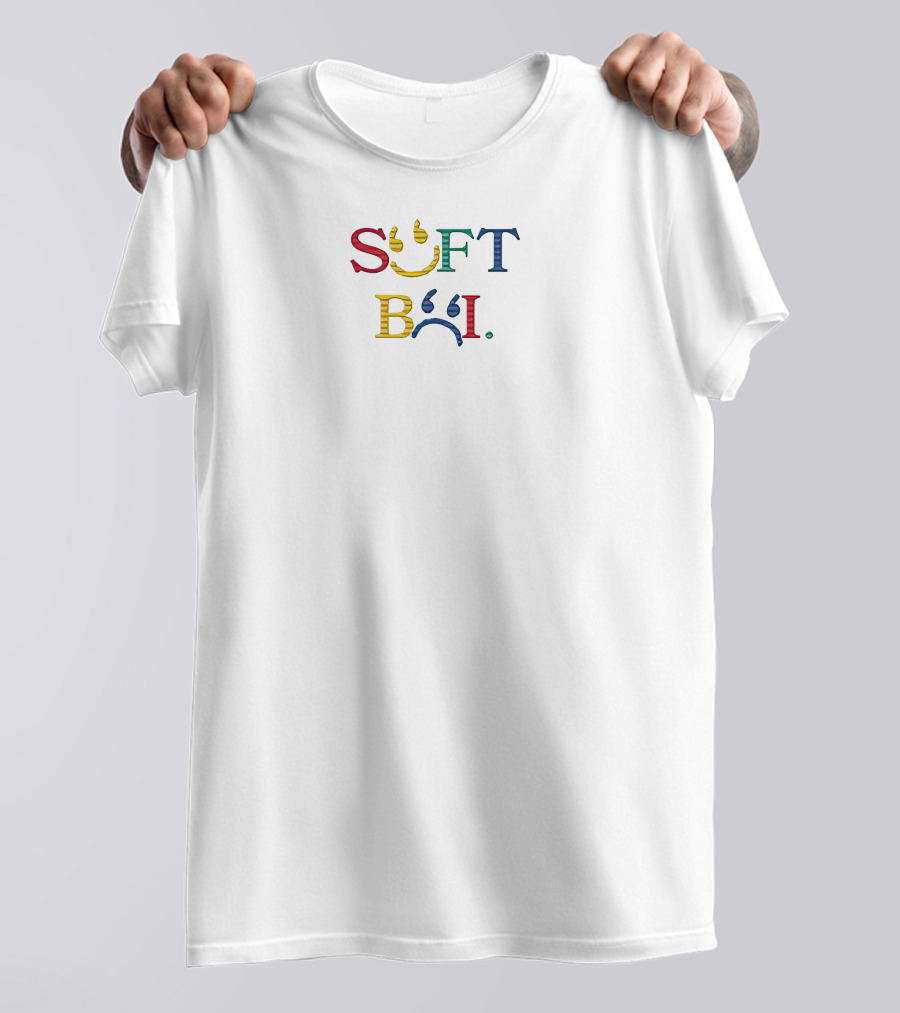 SOFT BOI Colorful Smiley Font T-Shirt