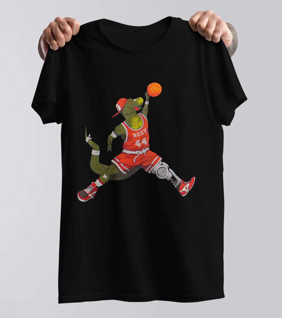 Rexy Basketball Slam Dunking Dinosaur Sports Jersey 44 How Ridiculous Merch T-Shirt