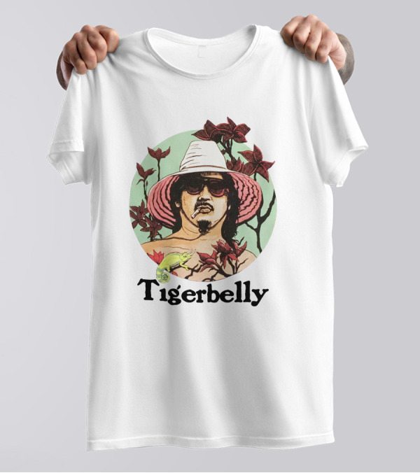 Tigerbelly Tropical Hat Person Surrounded By Flowers And Lizard T-Shirt