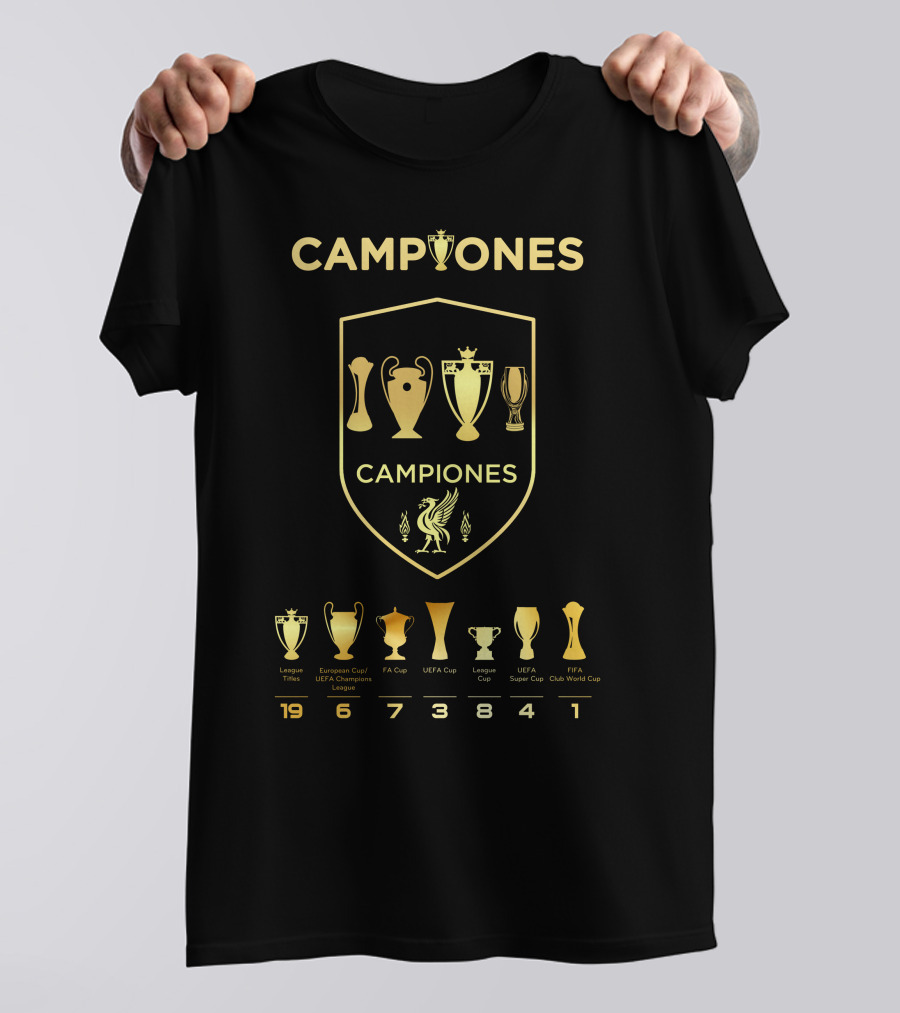 Liverpool Campiones Trophy Achievements European Cup FA League Titles T-Shirt